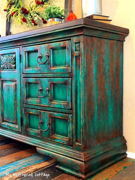 Painted Furniture Custom Order Only Green Rustic Dresser Boho Buffet