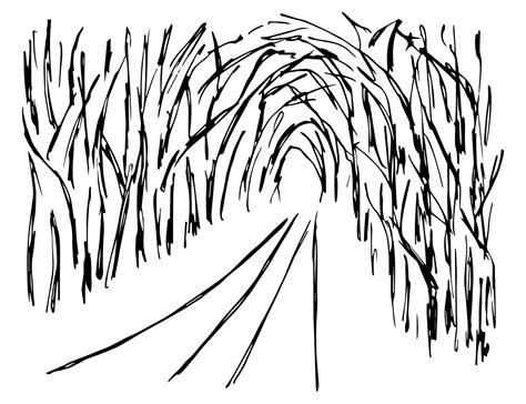 Hand Drawn Simple Vector Sketch With Black Outline Landscape Nature