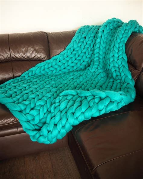 Giant Blanket 100 Merino Wool Blanket Chunky Knit Blanket Etsy