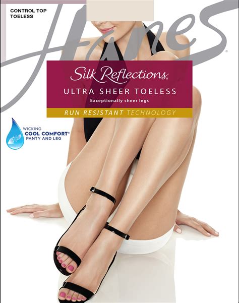 hanes silk reflections ultra sheer toeless control top pantyhose natural gh women s