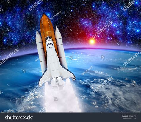 Space Shuttle Astronaut Rocket Launch Earth Stock Photo 266941250