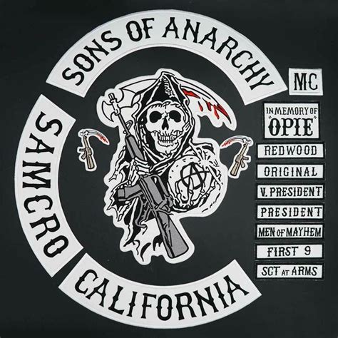 Sons Of Anarchy California 13 Piece Jacket Biker 14 Tall Black Iron On