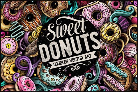 Donuts Vector Doodle Illustration ~ Illustrations ~ Creative Market