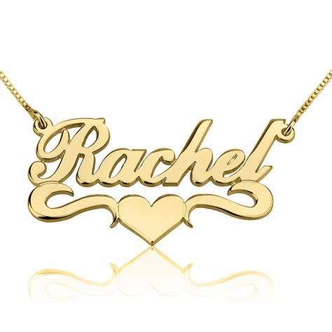 14k Gold Classic Name Necklace With Underline And Heart Order Today