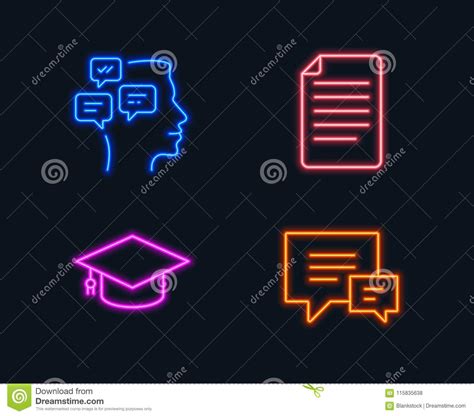 File Messages And Graduation Cap Icons Comment Sign Paper Page