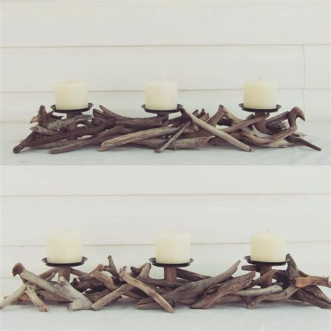 Driftwood Three Pillar Candle Holder Driftwood Candle Holder Etsy