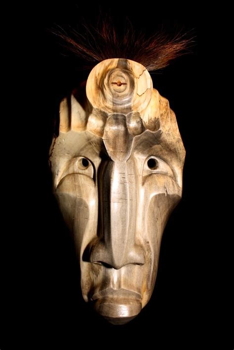 Cherokee Wood Face Carving Paper Mache Mask Art