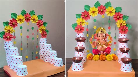 Diy Ganesh Chaturthi Decoration Ideas At Home Ganapati Decoration Pooja Decoration For