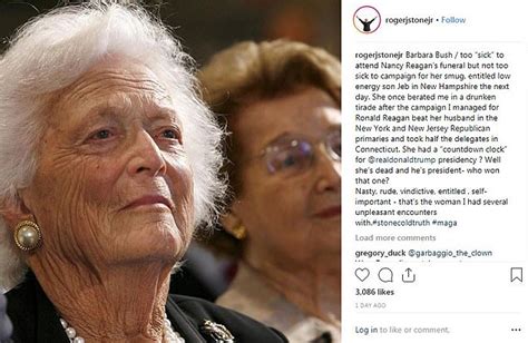 Roger Stone Shares Nasty Instagram Post About The Late Barbara Bush In