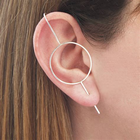 Sterling Silver Circle Ear Climber Earrings By Otis Jaxon