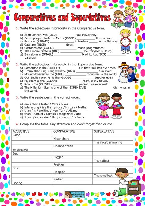 Free Printable Comparative And Superlative Worksheets
