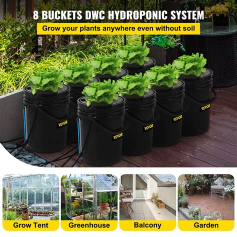 Vevor Dwc Hydroponic System 5 Gallon 8 Buckets Deep Water Culture