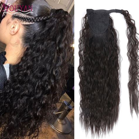 Houyan Long Curly Ponytail Corn Curly Artificial Fake Pony Tail Tail