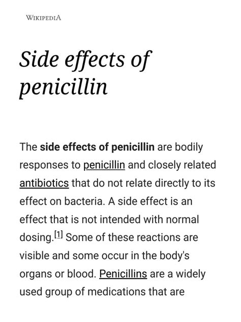 Side Effects Of Penicillin Wikipedia Pdf Clinical Medicine