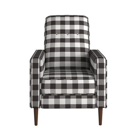 Black And White Buffalo Check Plaid Accent Chair By Inspire Q Classic