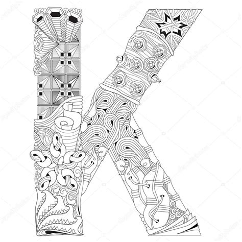 It s fun to learn. Letter K om in te kleuren. Decoratieve zentangle ...