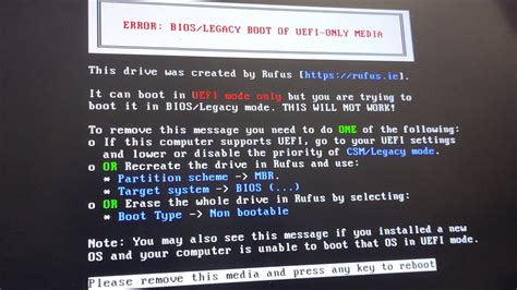How To Fix Error Bios Legacy Boot Of UEFI Only Media YouTube