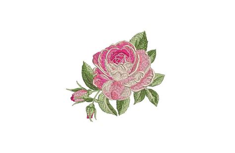 Pink Shabby Rose Machine Embroidery File Design 4 X 4 Inch Etsy