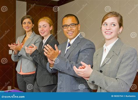 Team Stands And Applauds Presentation Stock Photo Image Of