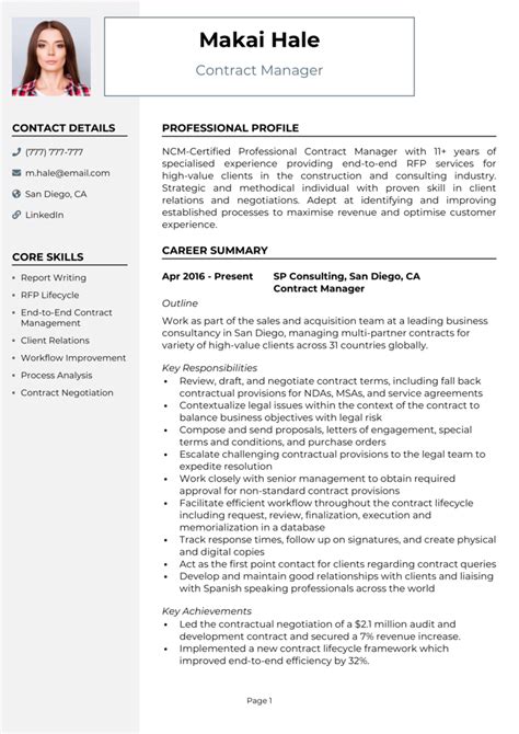 Contract Manager Resume Example Guide Get The Best Jobs