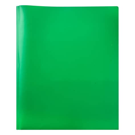 Pen Gear 2 Pocket Poly Folder Green Color 3 Hole Punch 1 Folder