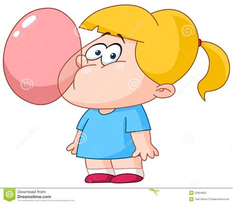 Girl Blowing Bubble From Gum Stock Vector Illustration