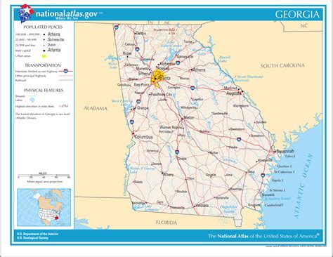 Detailed Physical Map Of Georgia Georgia Detailed Physical Map