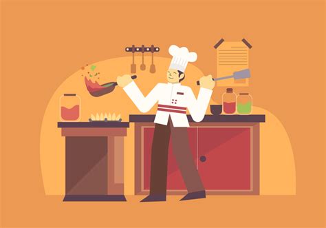Professional Chef Cooking Vector Character Illustration 341578 Vector