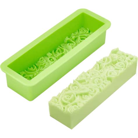 Peacnng Rose Loaf Mold Flower Silicone Soap Molds 3d Embossed Crafts Mold Rectangle Resin