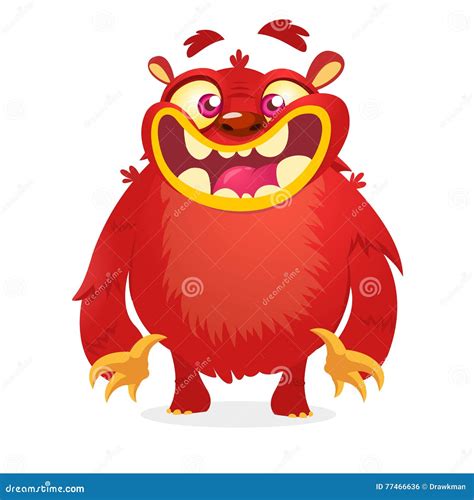 Cute Red Monster Vector Cartoon Halloween Character Stock Vector
