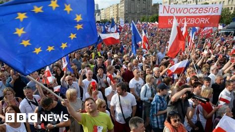 Poland Thousands Rally Against Conservative Government Bbc News