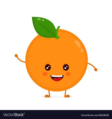 Cute Smiling Happy Orange Flat Royalty Free Vector Image