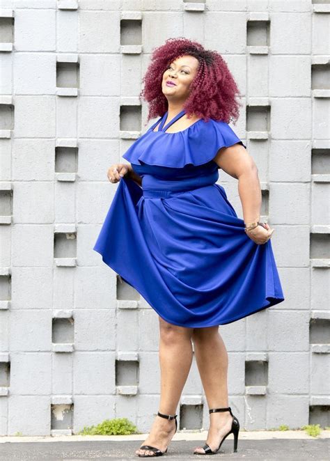 A Chic And Curvy Marie Denee Rocking A Beautiful Blue Off The Shoulder