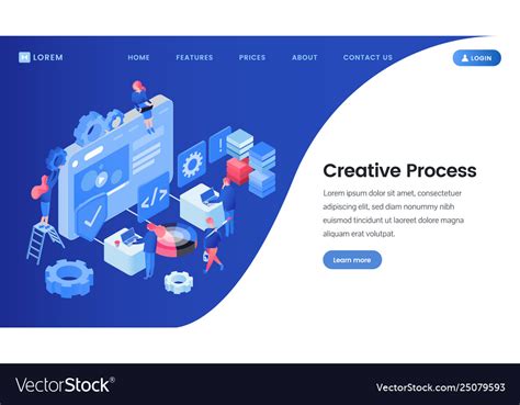 Creative Process Landing Page Isometric Template Vector Image