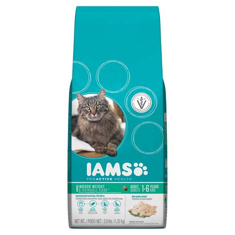 Iams hairball care reduces hairball formation to help keep your cat happy and healthy. Iams ProActive Health Indoor Weight & Hairball Care Adult ...