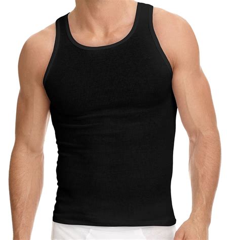 3 6 Packs Mens 100 Cotton Tank Top Wife Beater A Shirt Undershirt Ribbed Black Ebay