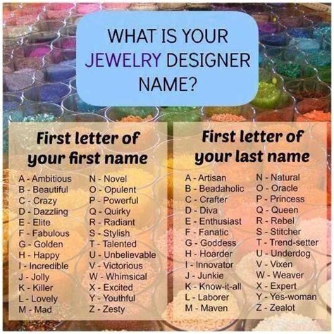 Whats Your Designer Jewelry Name Funny Names Name Creator Name