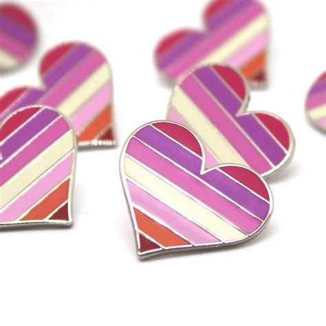 Pride Lgbtq Gay Lipstick Lesbian Flag Heart Enamel Pin Compoco