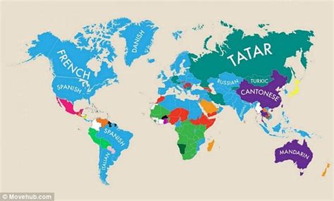 World Map Reveals Each Countrys Second Language Daily Mail Online
