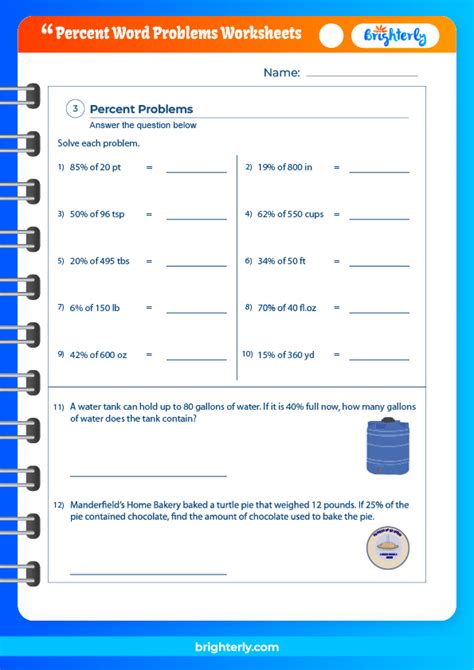 Free Printable Percent Word Problems Worksheets Pdfs