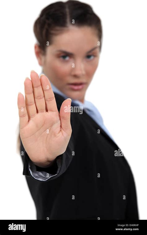 Businesswoman Making Stop Gesture Stock Photo Alamy