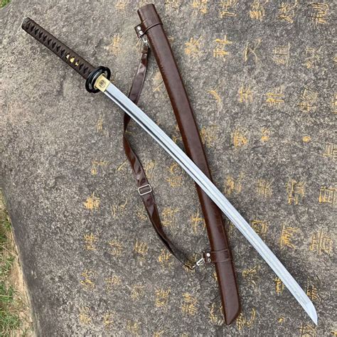 Japanese Battle Sword Samurai Katana Sharp Damascus Steel Blade Pu Wood