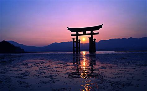 Download Wallpapers Torii 4k Japanese Gate Sunset Hdr Gate In The