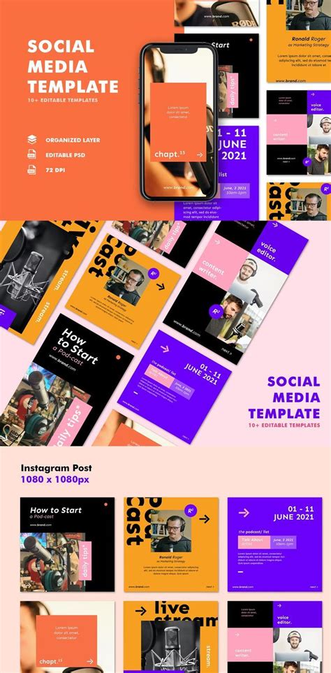 Podcast Instagram Post And Story Templates Psd In 2022 Instagram