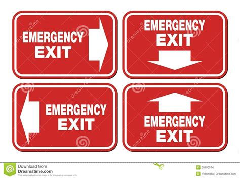 Emergency Exit Signs Red Sign Stock Images Image 35790574