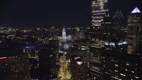 5k Stock Footage Aerial Video Approaching Philadelphia City Hall In