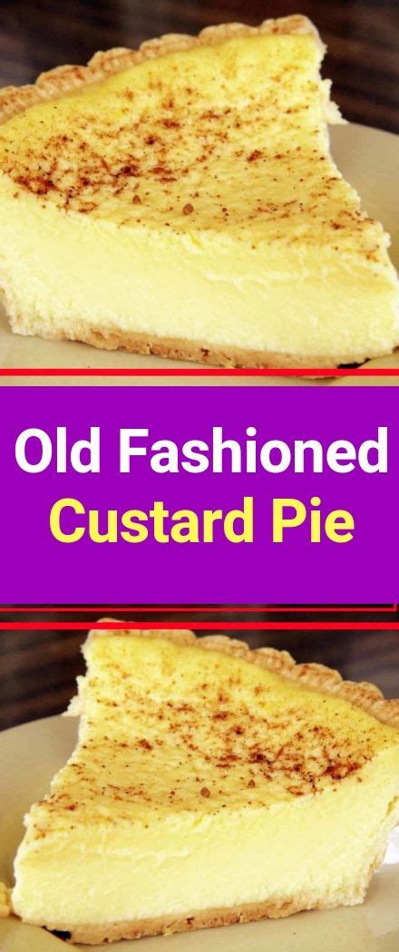 This delectable custard pie has six ingredients if you purchase an unbaked pie crust. Old Fashioned Custard Pie Ingredients: 1 (9 inch) unbaked ...