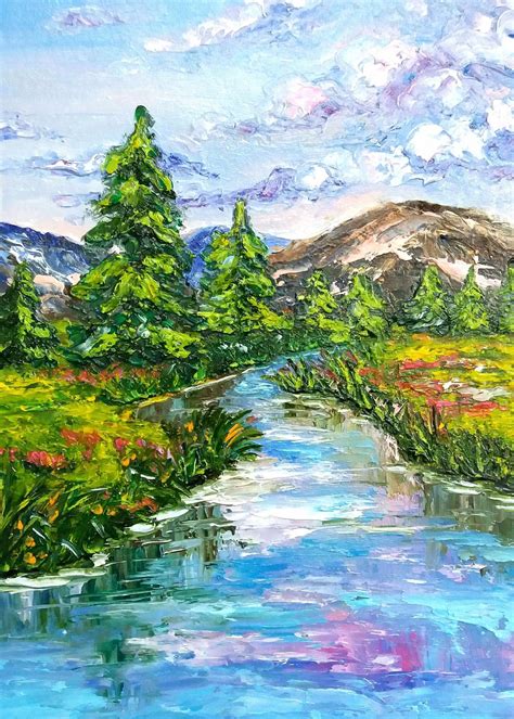 Yellowstone Painting Original Art National Park Oil Painting Etsy