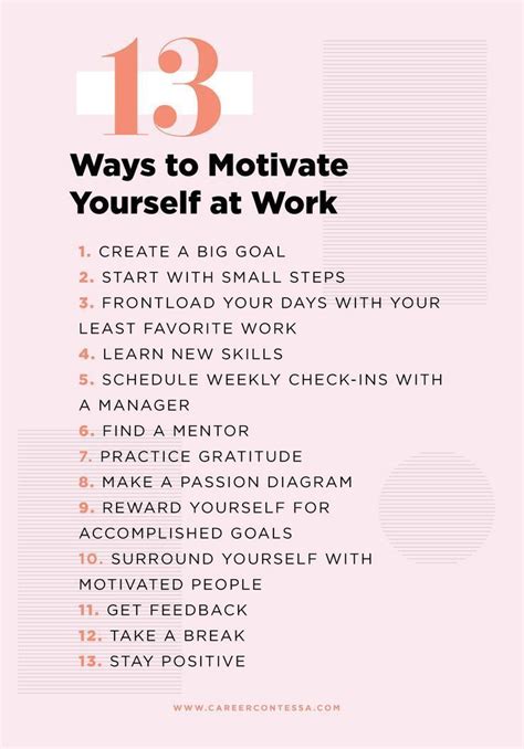 13 Ways To Motivate Yourself At Work Work Goals You At Work Work