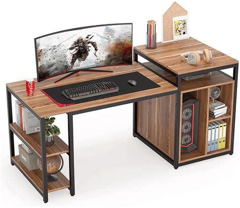 Extra Large 70 Inches Computer Desk With Storage Shelf Home Office